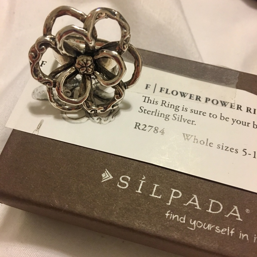 Silpada silver flower ring size 6 new